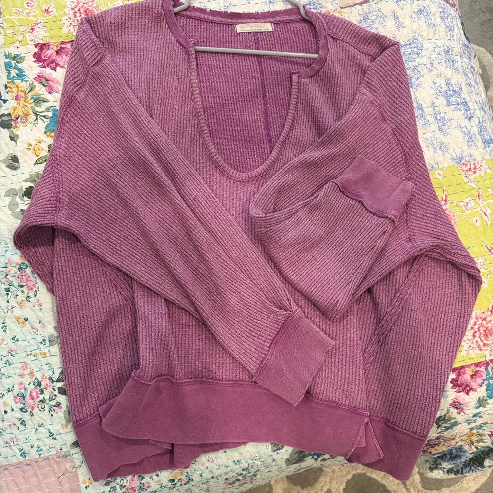 We The Free Women's Plum V-Neck Waffle Knit Thermal